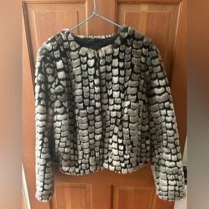 Faux fur multi colored jacket - fits like a small/medium